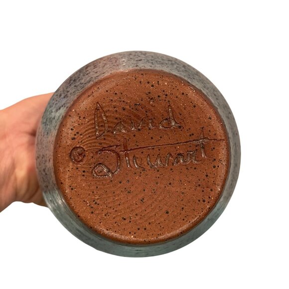 David Stewart Vintage Vase Blue Brown Stoneware Decor Collectible - Picture 9 of 11